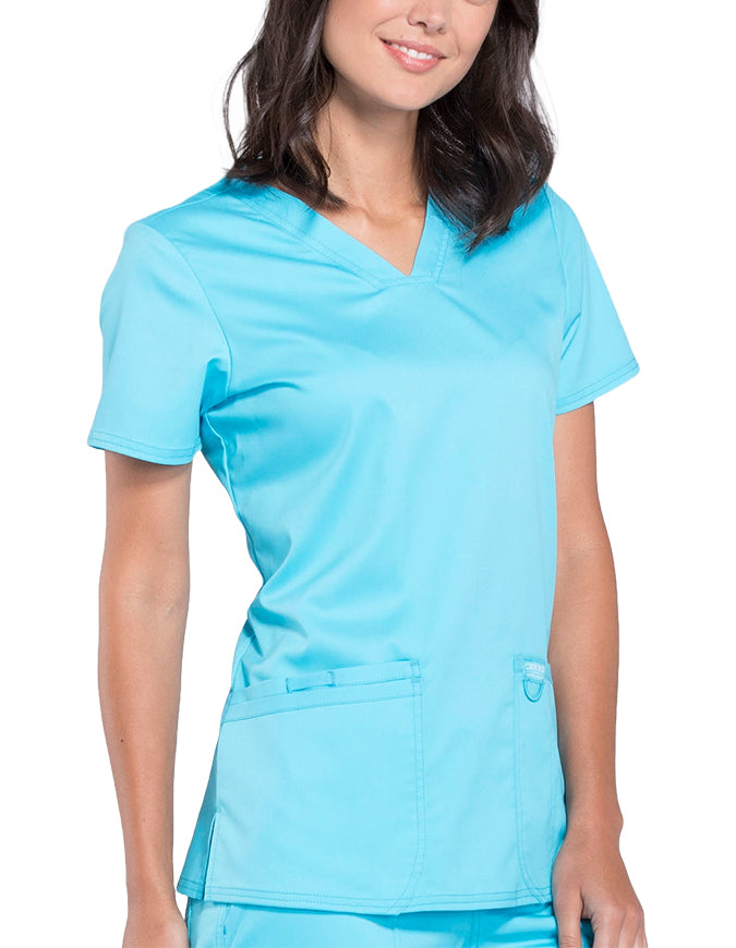 Cherokee Workwear Revolution Womens Nursing V-Neck Top Turquoise