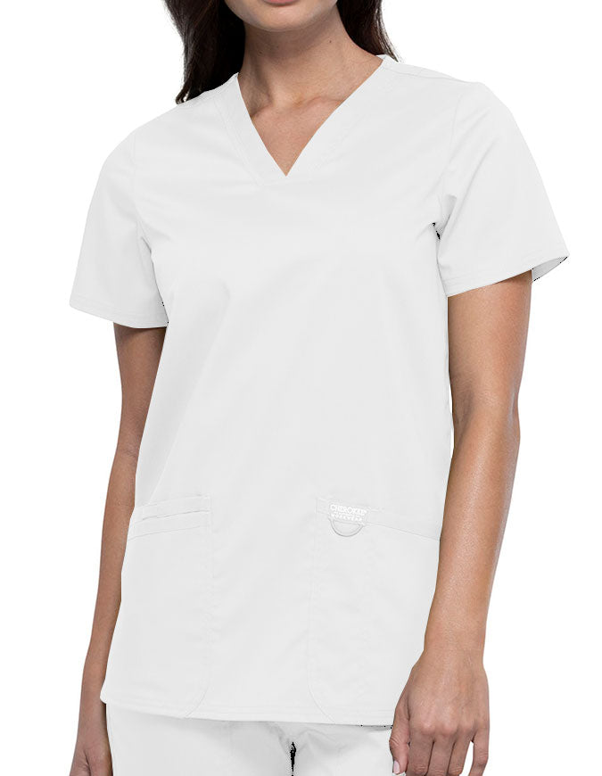 Cherokee Workwear Revolution Womens Nursing V-Neck Top White