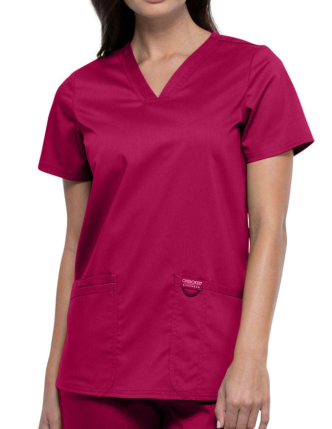 Cherokee Workwear Revolution Womens Nursing V-Neck Top Wine