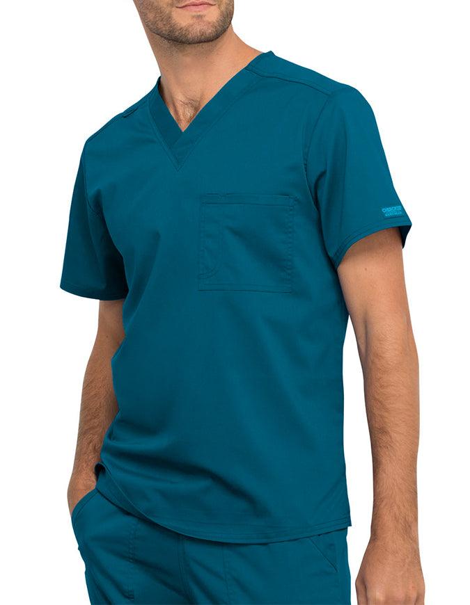 Cherokee Workwear Revolution Unisex Pocket V-Neck Scrub Top - Caribbean Blue