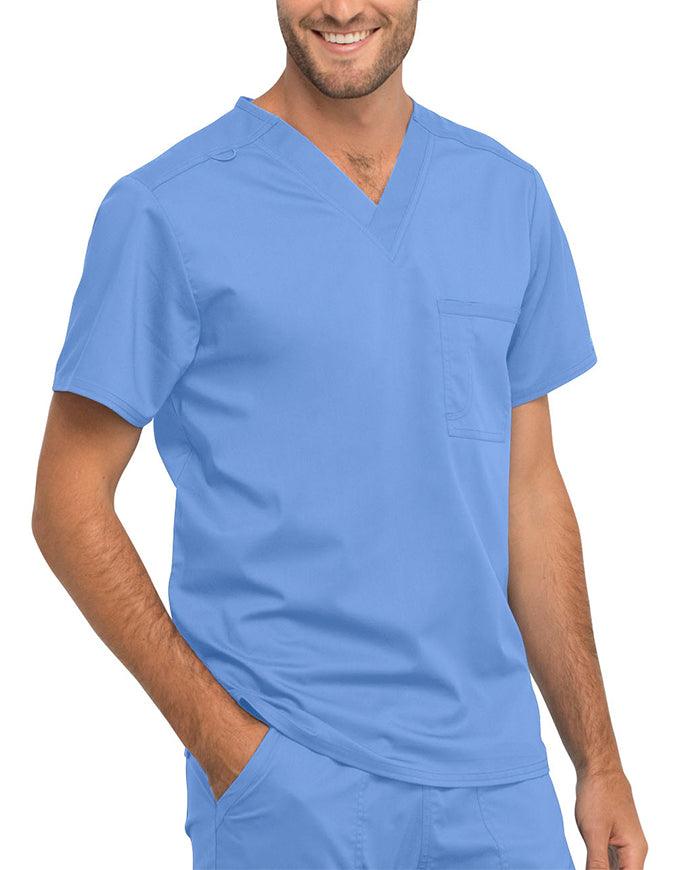 Cherokee Workwear Revolution Unisex Pocket V-Neck Scrub Top - Ciel Blue