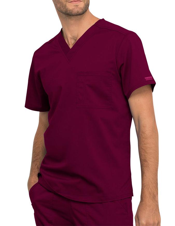 Cherokee Workwear Revolution Unisex Pocket V-Neck Scrub Top Wine