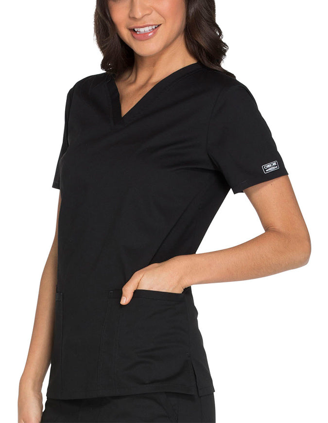 Cherokee Workwear Core Stretch Women's V-neck Basic Scrub Top - Black