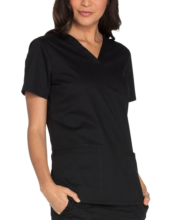 Cherokee Workwear Core Stretch Women's V-neck Basic Scrub Top - Black