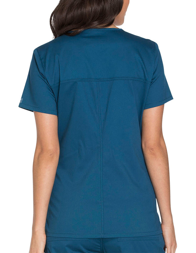 Cherokee Workwear Core Stretch Women's V-neck Basic Scrub Top - Caribbean Blue