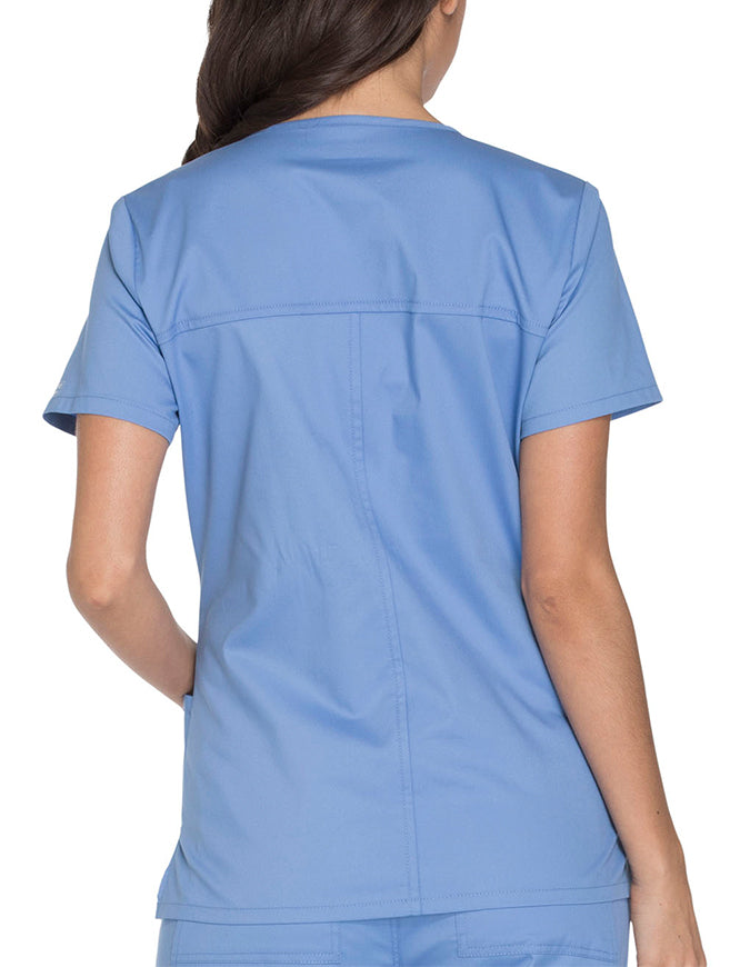 Cherokee Workwear Core Stretch Women's V-neck Basic Scrub Top - Ciel Blue