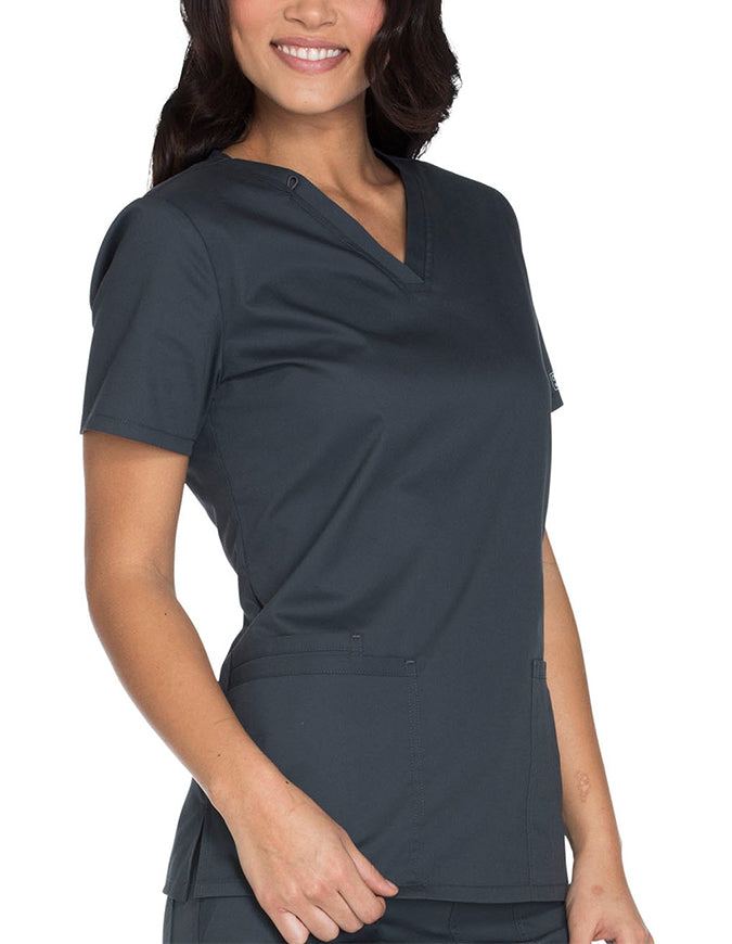 Cherokee Workwear Core Stretch Women's V-neck Basic Scrub Top - Pewter