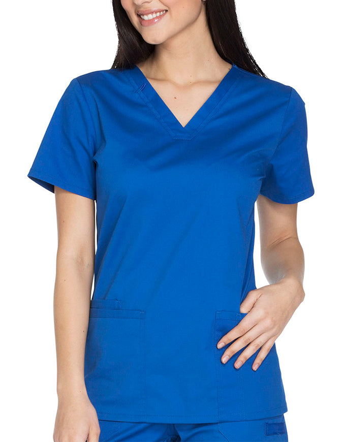 Cherokee Workwear Core Stretch Women's V-neck Basic Scrub Top - Royal