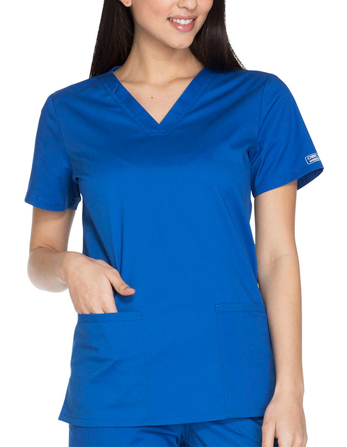 Cherokee Workwear Core Stretch Women's V-neck Basic Scrub Top - Royal