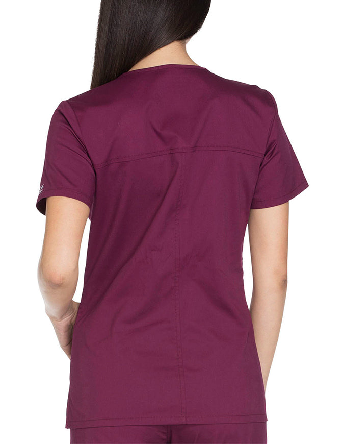 Cherokee Workwear Core Stretch Women's V-neck Basic Scrub Top - Wine