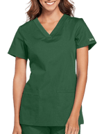 Cherokee Workwear Women's Contemporary Fit V-neck Top - Hunter Green