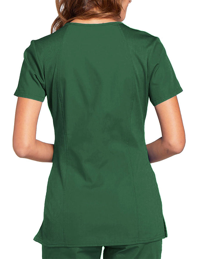 Cherokee Workwear Women's Contemporary Fit V-neck Top - Hunter Green