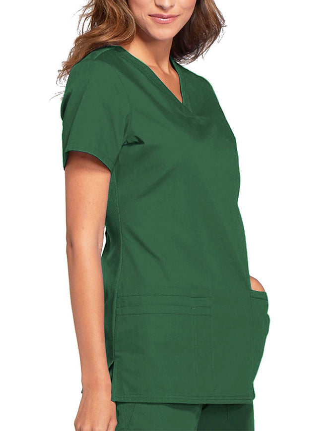 Cherokee Workwear Women's Contemporary Fit V-neck Top - Hunter Green