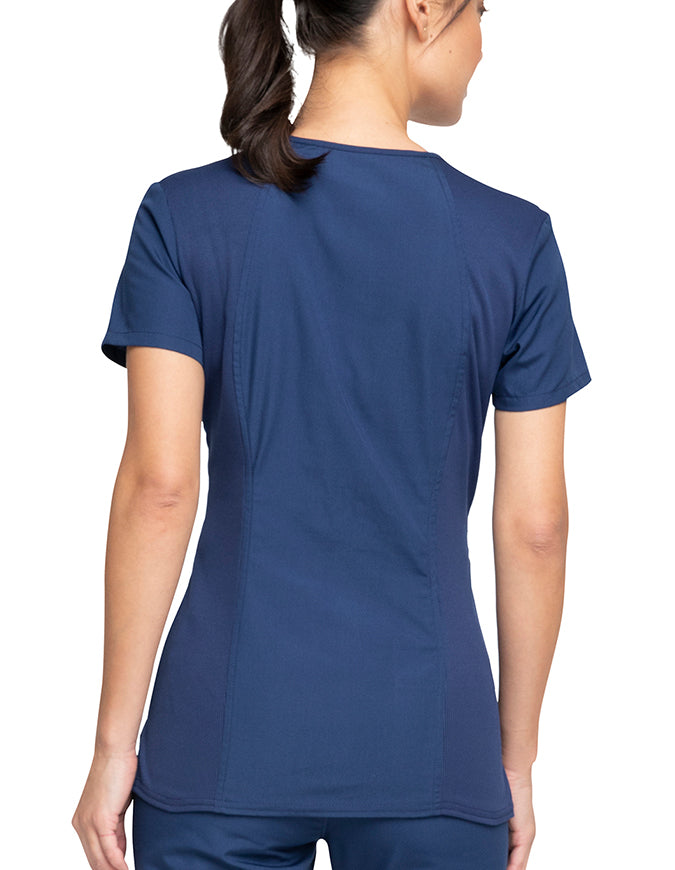 Cherokee Workwear Women's Contemporary Fit V-neck Top - Navy