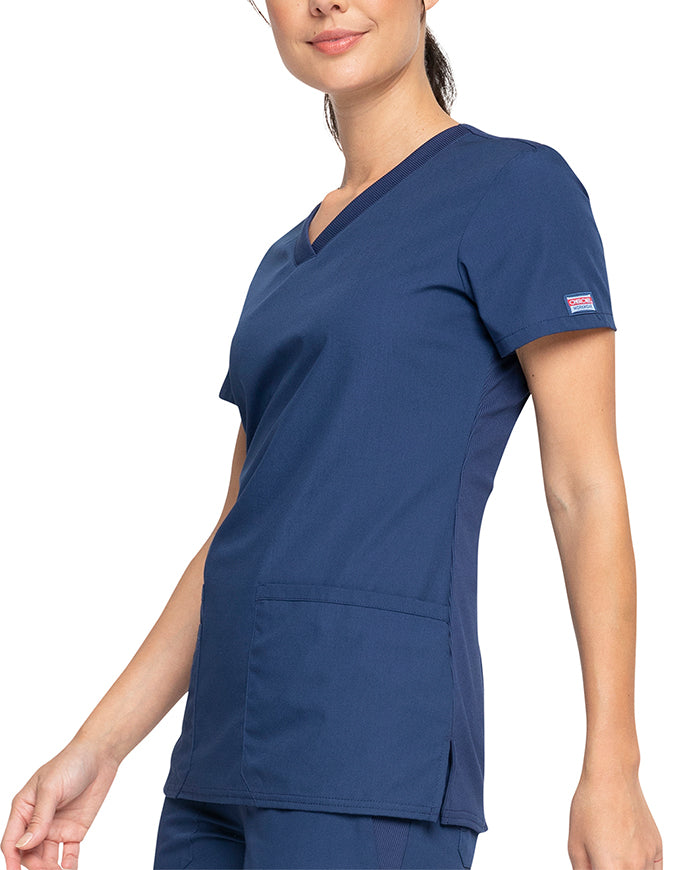 Cherokee Workwear Women's Contemporary Fit V-neck Top - Navy