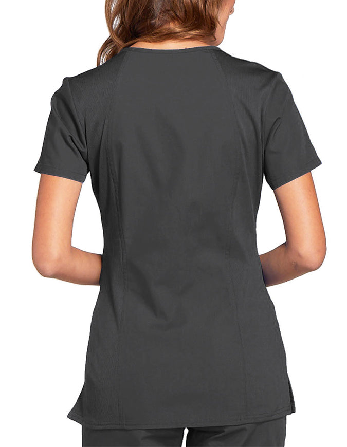 Cherokee Workwear Women's Contemporary Fit V-neck Top - Pewter