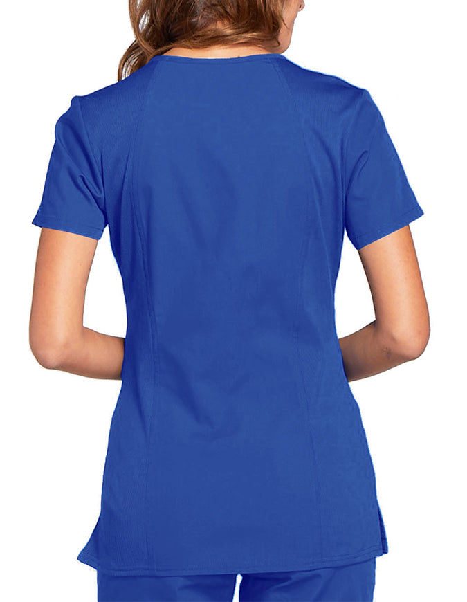 Cherokee Workwear Women's Contemporary Fit V-neck Top - Royal