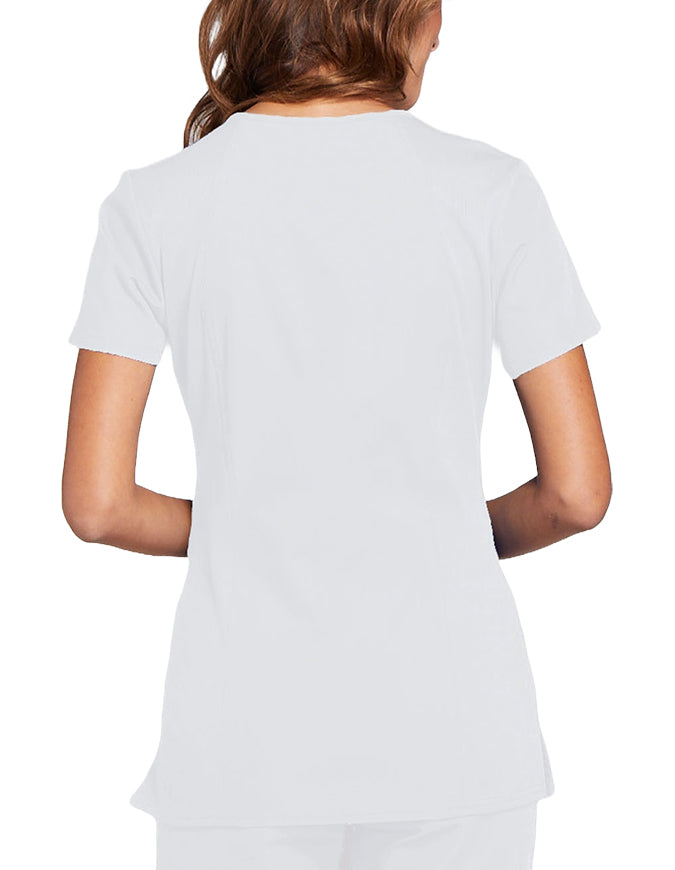 Cherokee Workwear Women's Contemporary Fit V-neck Top - White