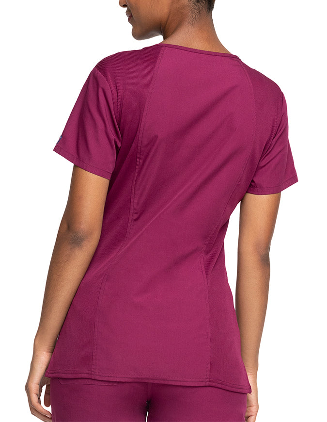 Cherokee Workwear Women's Contemporary Fit V-neck Top - Wine