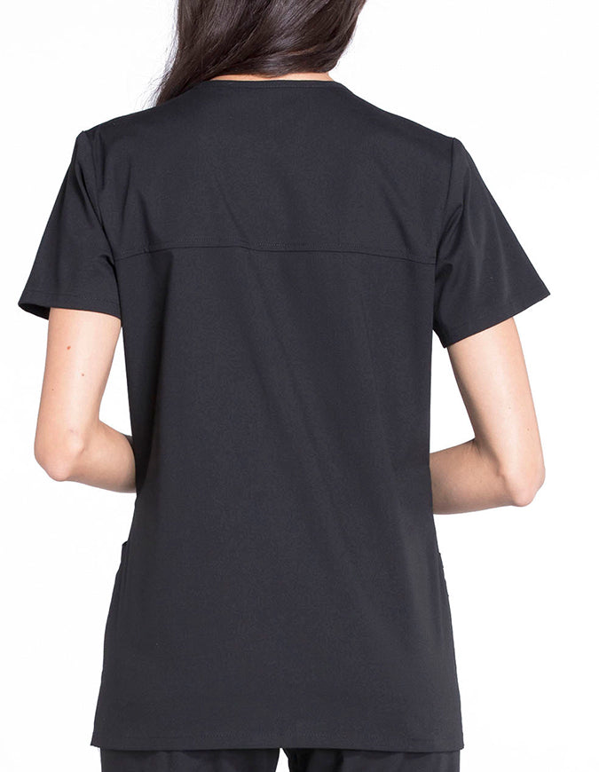 Cherokee Workwear Professionals Women's Mock Wrap Top Black