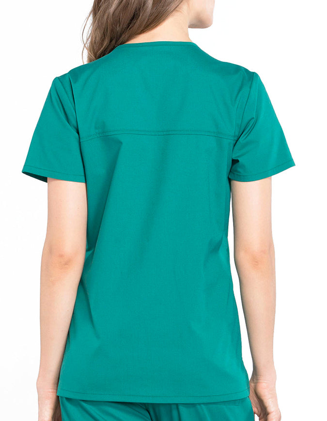 Cherokee Workwear Professionals Women's Mock Wrap Top Hunter Green