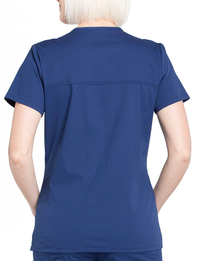 Cherokee Workwear Professionals Women's Mock Wrap Top Navy