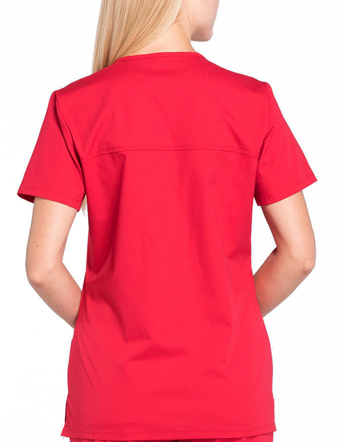 Cherokee Workwear Professionals Women's Mock Wrap Top Red