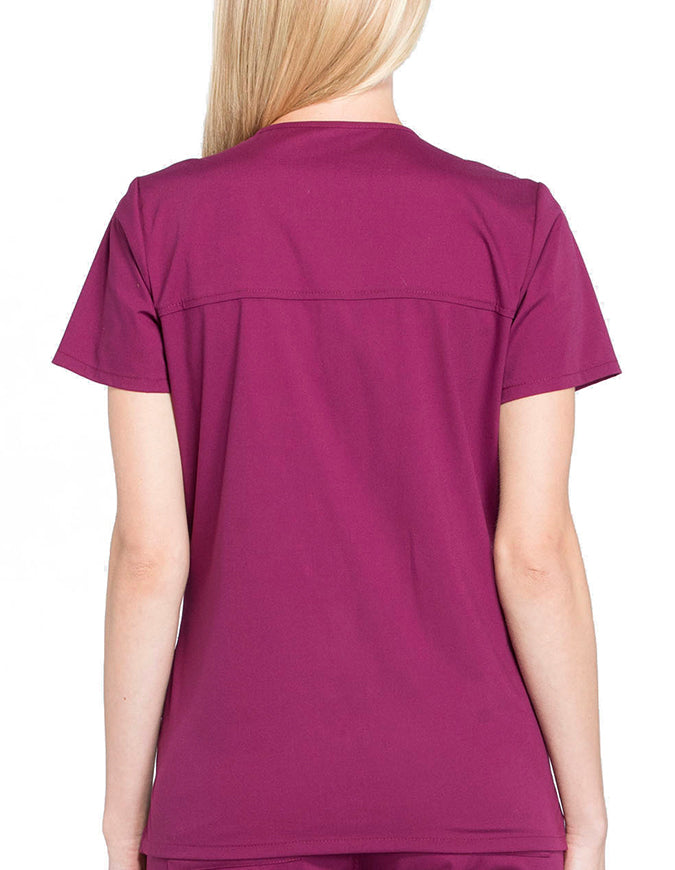 Cherokee Workwear Professionals Women's Mock Wrap Top Wine