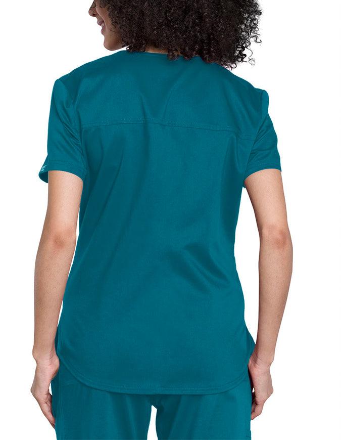 Cherokee Workwear Revolution Women's V-Neck O.R. Top Caribbean Blue