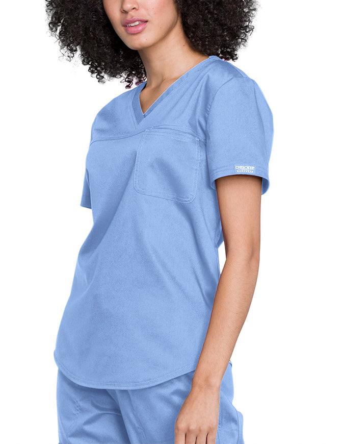 Cherokee Workwear Revolution Women's V-Neck O.R. Top Ciel