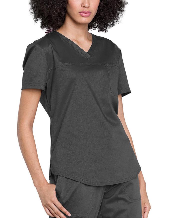 Cherokee Workwear Revolution Women's V-Neck O.R. Top Pewter