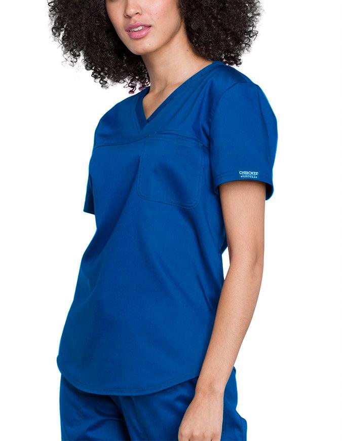 Cherokee Workwear Revolution Women's V-Neck O.R. Top Royal