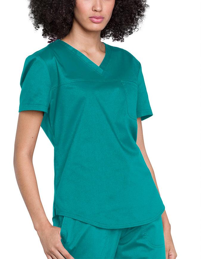 Cherokee Workwear Revolution Women's V-Neck O.R. Top Teal Blue