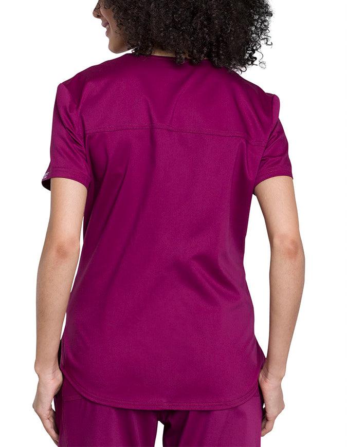 Cherokee Workwear Revolution Women's V-Neck O.R. Top wine