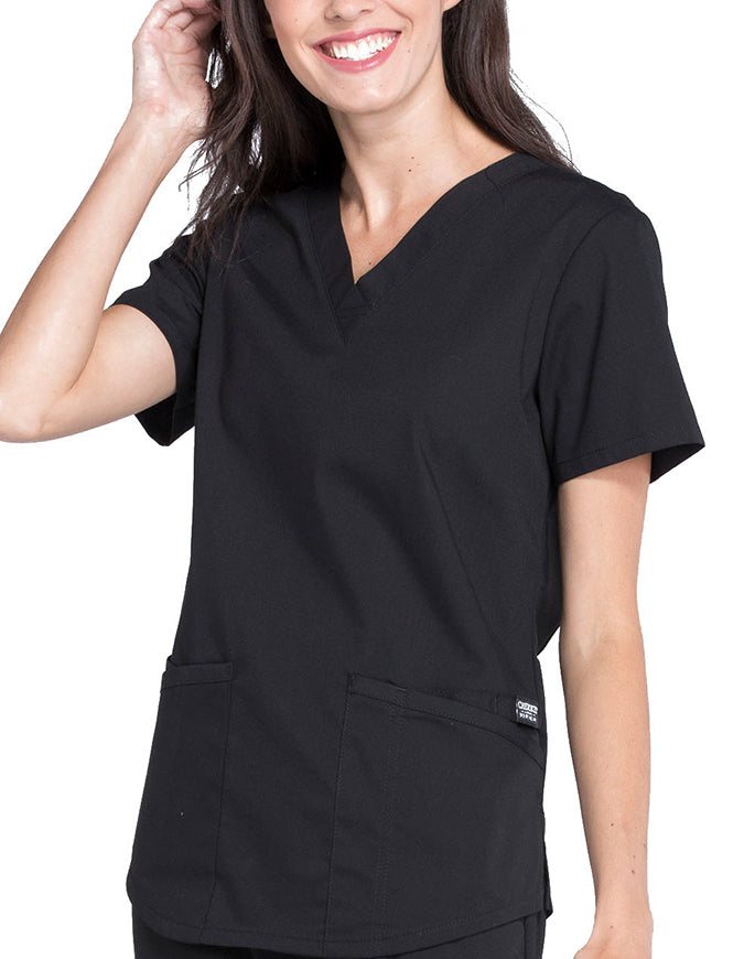 Cherokee Workwear Professionals V-neck Solid Top - Black