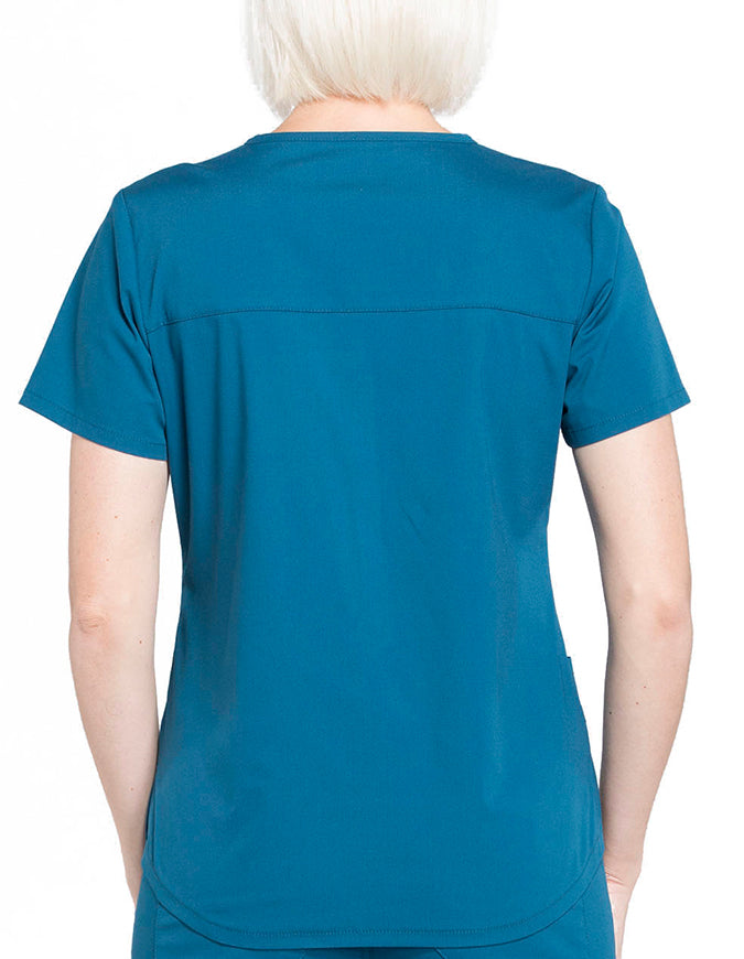 Cherokee Workwear Professionals V-neck Solid Top - Caribbean Blue