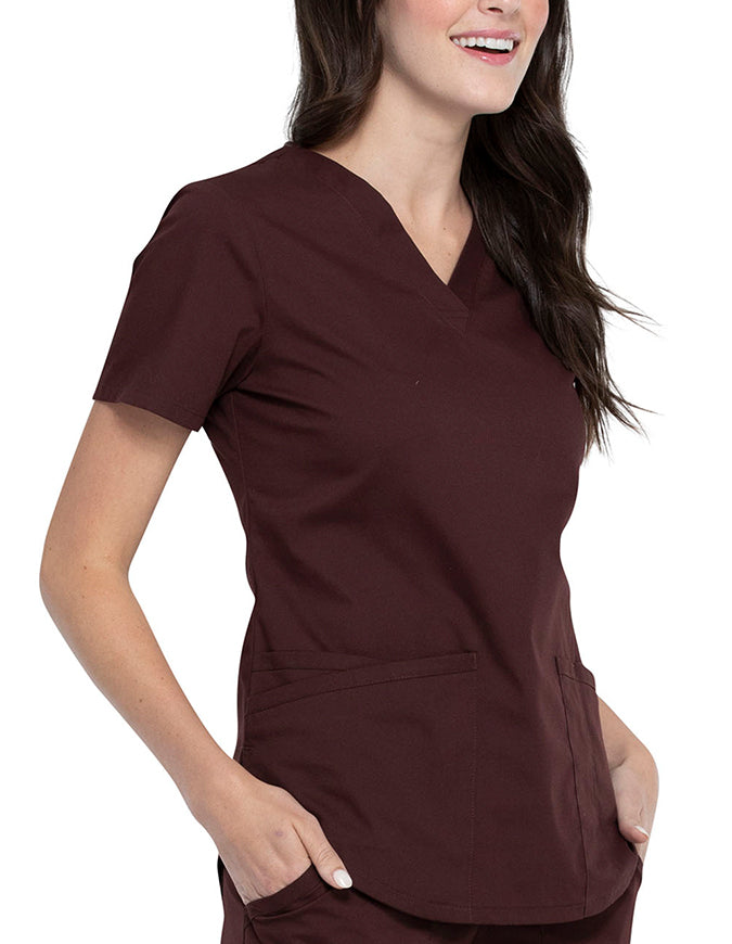 Cherokee Workwear Professionals V-neck Solid Top - Espresso