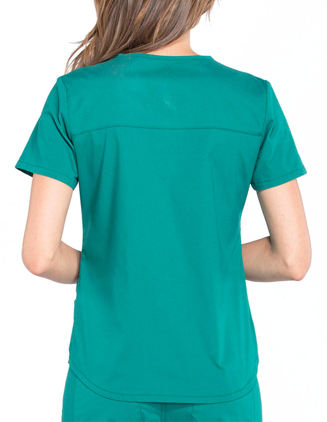 Cherokee Workwear Professionals V-neck Solid Top - Hunter Green