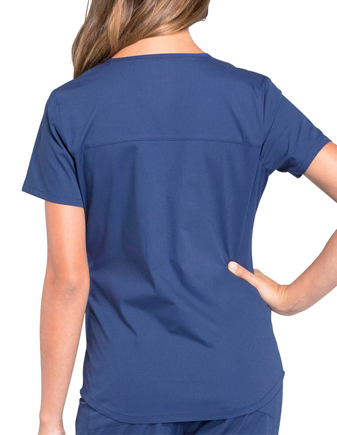 Cherokee Workwear Professionals V-neck Solid Top - Navy