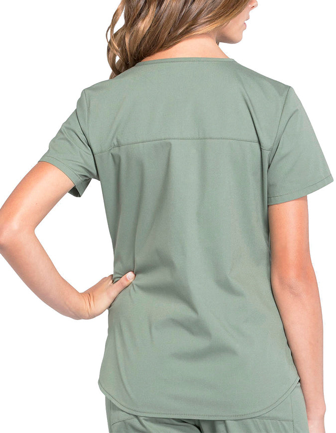 Cherokee Workwear Professionals V-neck Solid Top - Olive