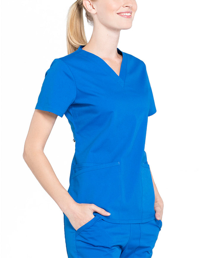 Cherokee Workwear Professionals V-neck Solid Top - Royal