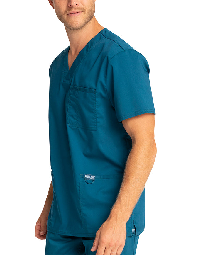 Cherokee Workwear WW Revolution Men's V-Neck  Caribbean Blue