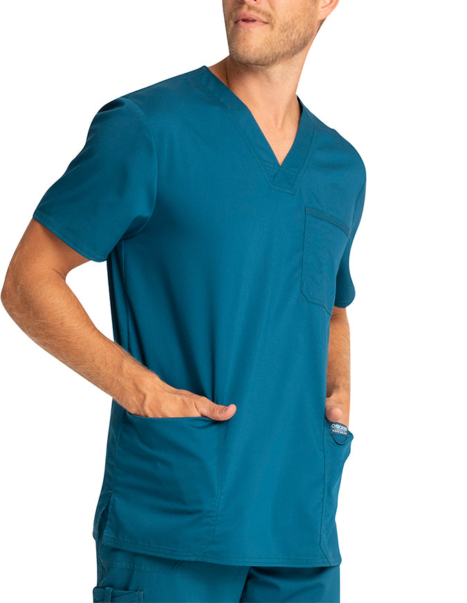 Cherokee Workwear WW Revolution Men's V-Neck  Caribbean Blue