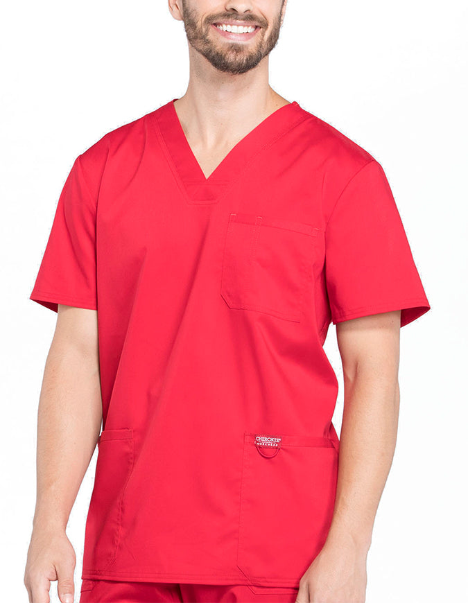 Cherokee Workwear WW Revolution Men's V-Neck Top Red