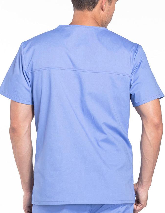 Cherokee Workwear Professionals Men's V-Neck Basic Scrubs Top - Ciel Blue