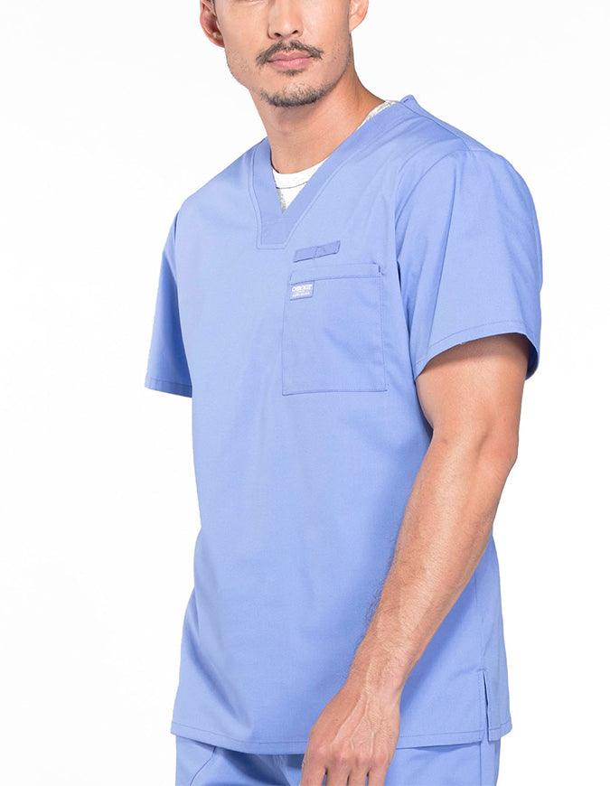 Cherokee Workwear Professionals Men's V-Neck Basic Scrubs Top - Ciel Blue