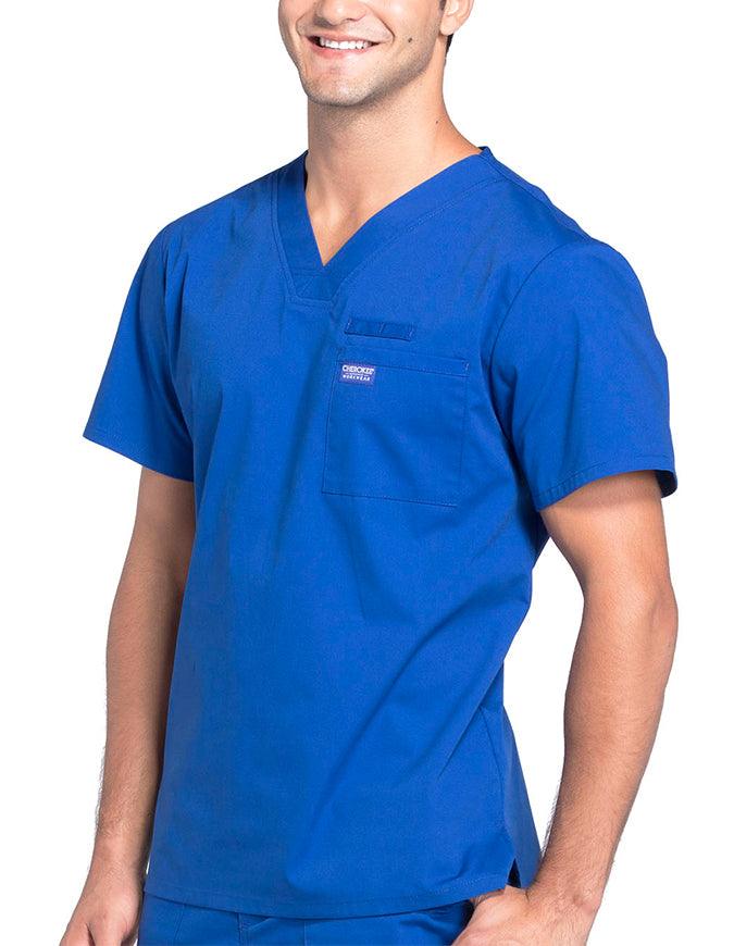 Cherokee Workwear Professionals Men's V-Neck Basic Scrubs Top - Galaxy Blue