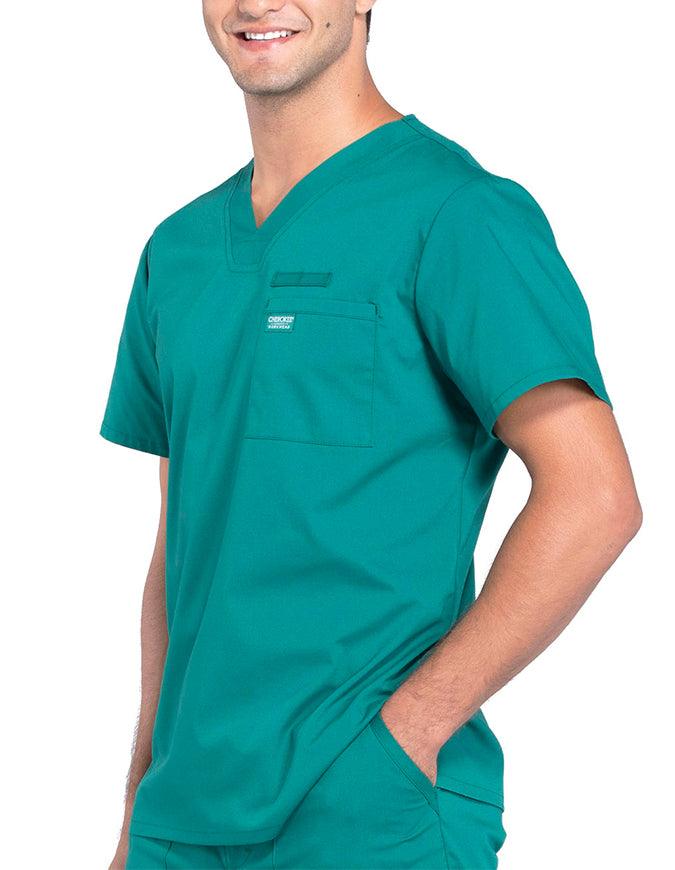 Cherokee Workwear Professionals Men's V-Neck Basic Scrubs Top - Hunter Green