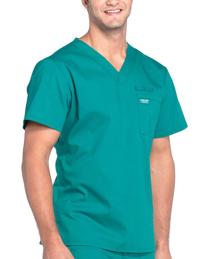 Cherokee Workwear Professionals Men's V-Neck Basic Scrubs Top - Hunter Green