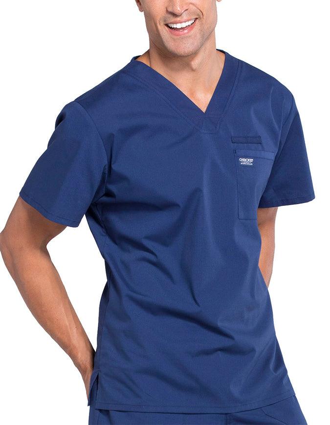 Cherokee Workwear Professionals Men's V-Neck Basic Scrubs Top - Navy